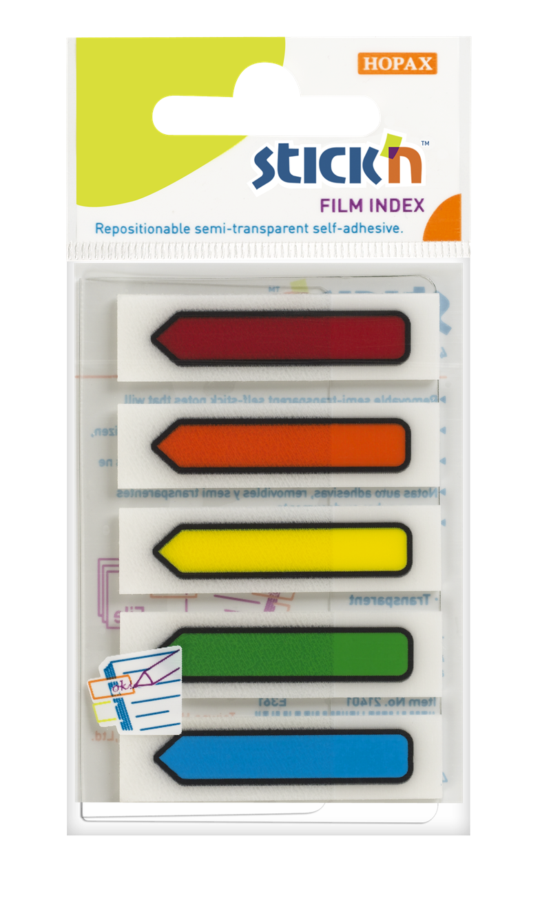 Indexflikar Pilar PET 5st 45x12mm 25 Blad 