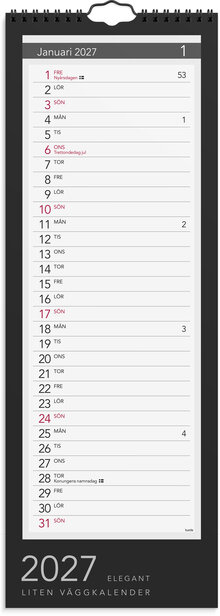Lilla Väggkalender 2027 Elegant